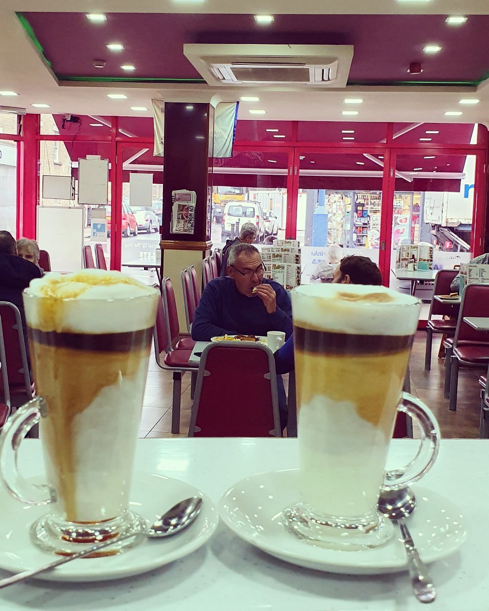 Layered coffees at Pop Inn Cafe